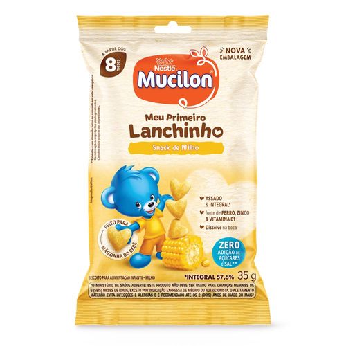 Biscoito Integral Milho Mucilon Meu Primeiro Lanchinho Pacote 35g