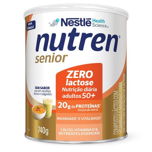 Complemento Alimentar Nutren Senior Sem Sabor Zero Lactose - 740g