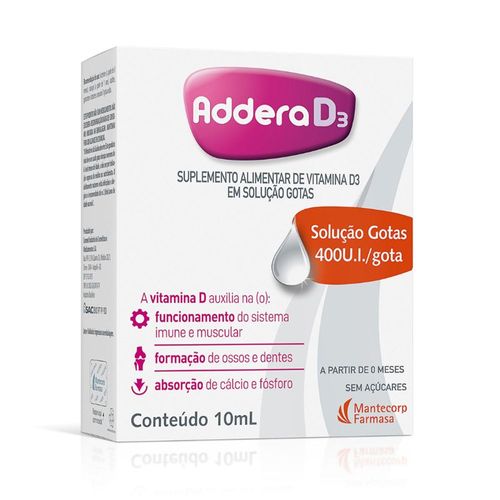 Addera D3 400Ui Solução Oral Gotas 10ml