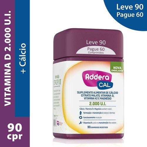 Vitamina Addera Cal 2000 UI 90 Comprimidos Revestidos