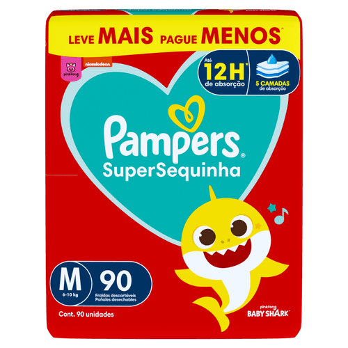 Fralda Infantil Pampers SuperSequinha XG Pacote 90 Unidades