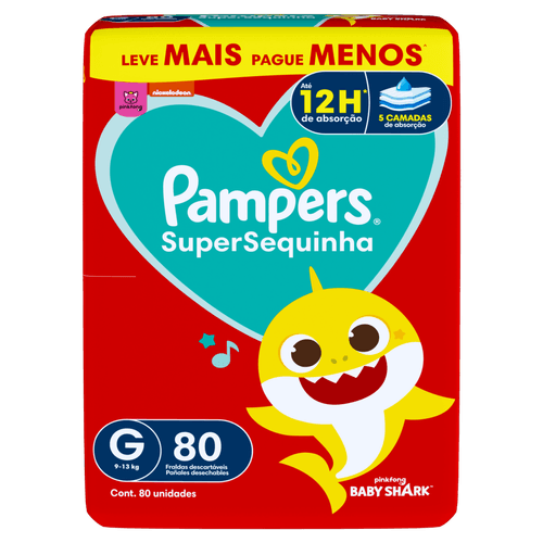 Fralda Infantil Pampers SuperSequinha G 80 Unidades