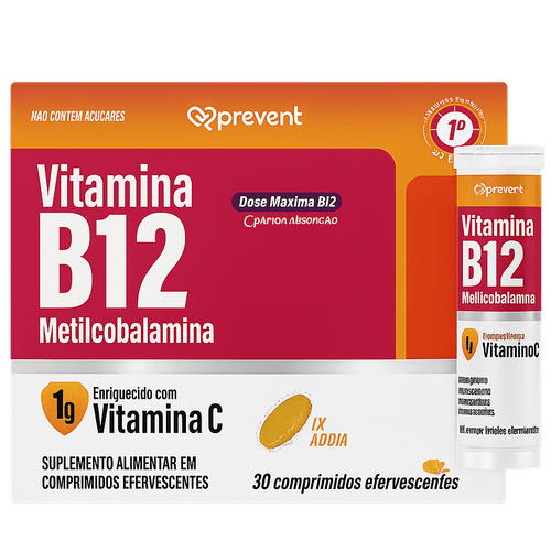 Vitamina B12 Metilcobalamina Laranja C/30 Comprimidos - Prevent Pharma