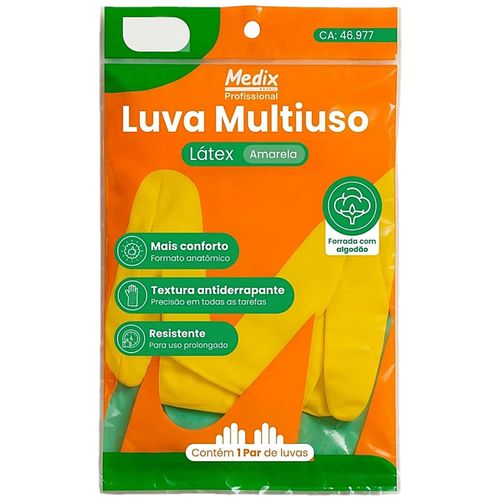Luva Multiuso Medix Profissional Amarela Tam M - par