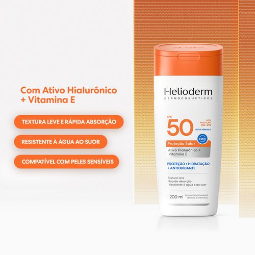 Protetor Solar 2 em 1 Proteção e Hidratação FPS 50 Helioderm - 200ml