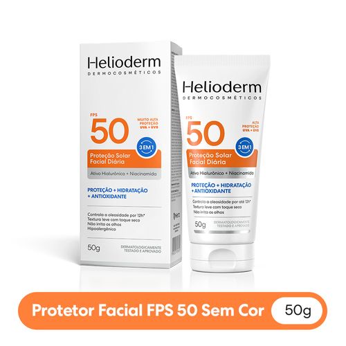 Kit Protetor Solar FPS 30 Corporal 120ml + Protetor Facial Toque Seco 50g FPS 50 Helioderm