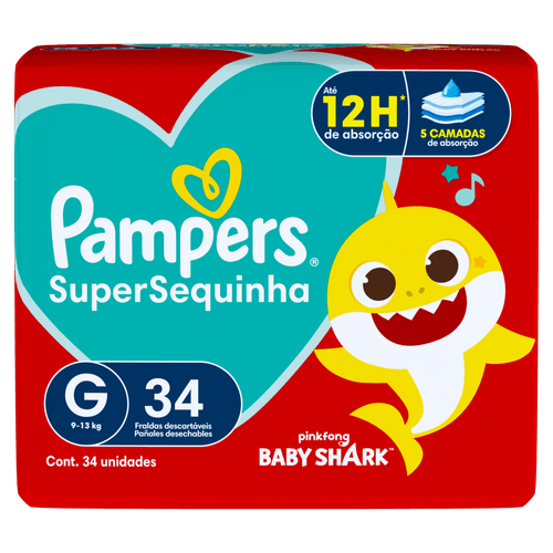 Fralda Infantil Pampers SuperSequinha G Pacote 34 Unidades