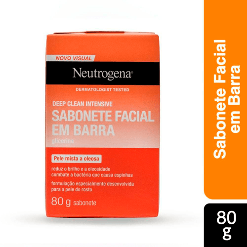 Sabonete Facial em Barra Neutrogena Deep Clean Limpeza Profunda 80g